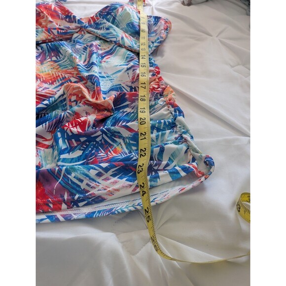 PINKBLUSH Maternity Halter Tankini Top Women's L Multi Blue Hawaiian Crisscross - Picture 14 of 14